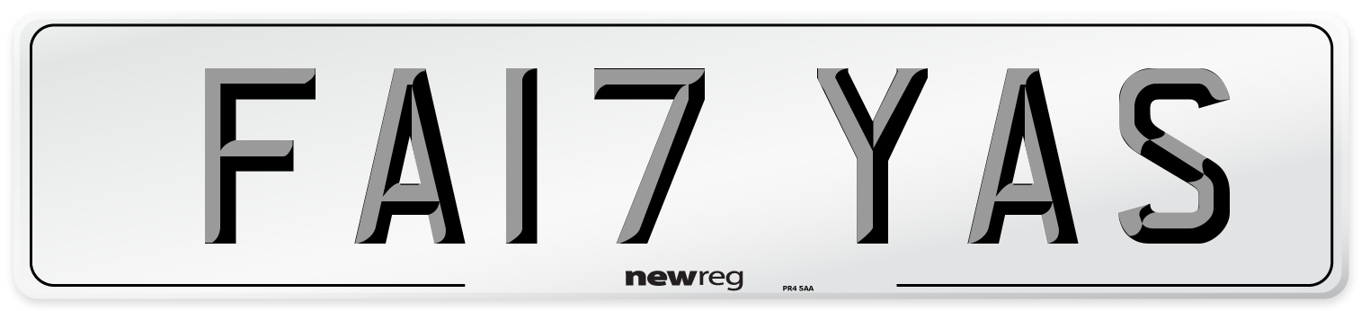 FA17 YAS Number Plate from New Reg